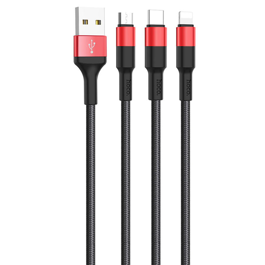 

Кабель Hoco X26 Xpress USB - Type-C / Lightning / Micro USB, 2 А, 1 м, красный, X26 Xpress