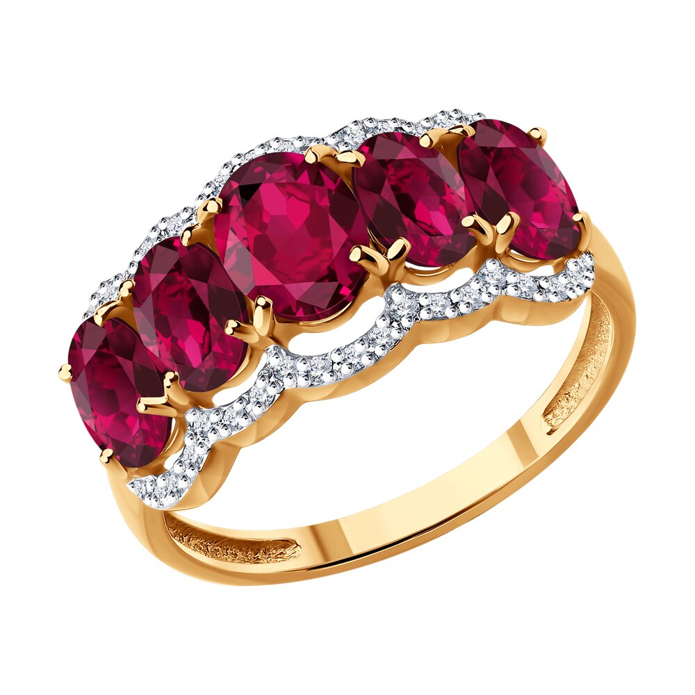 

Кольцо из золота р. 17 SOKOLOV 4010742, бриллиант\рубин искусственный, 4010742