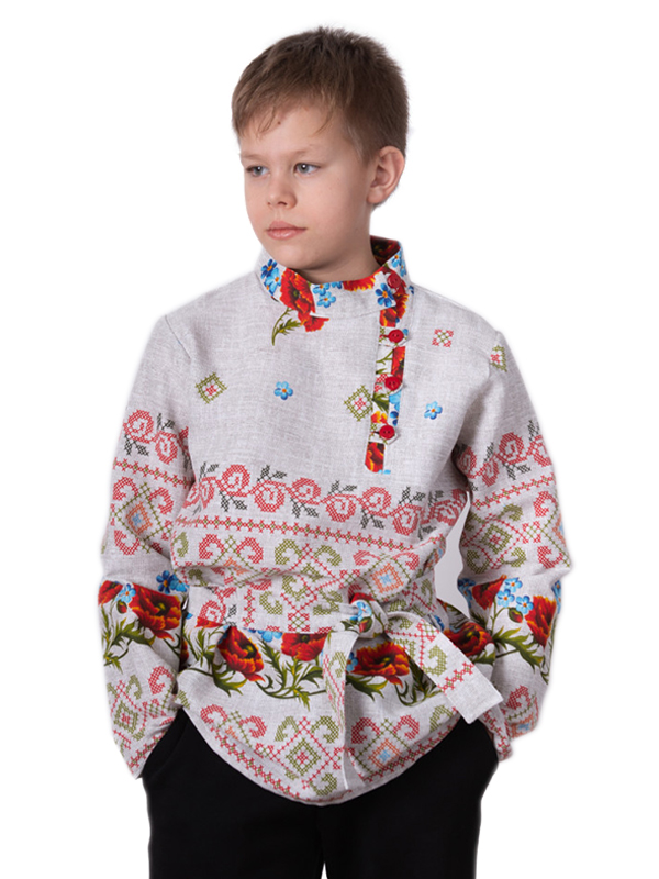 

Косоворотка покосная "Маки" (Цв: Серый Размер: 146), L-Kd-N31-CH