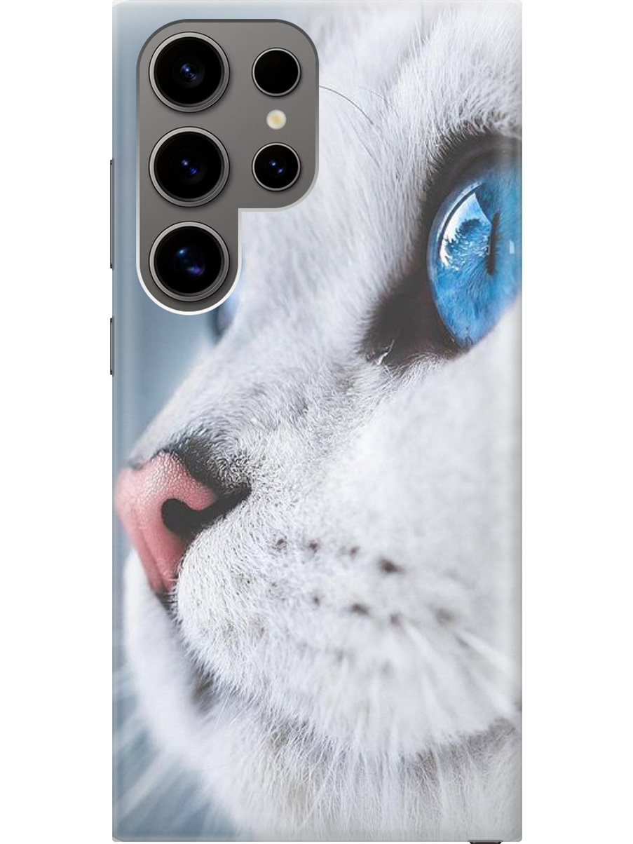 

Силиконовый чехол на Samsung Galaxy S24 Ultra с рисунком "Кошачий взгляд", Белый;голубой, 20011898