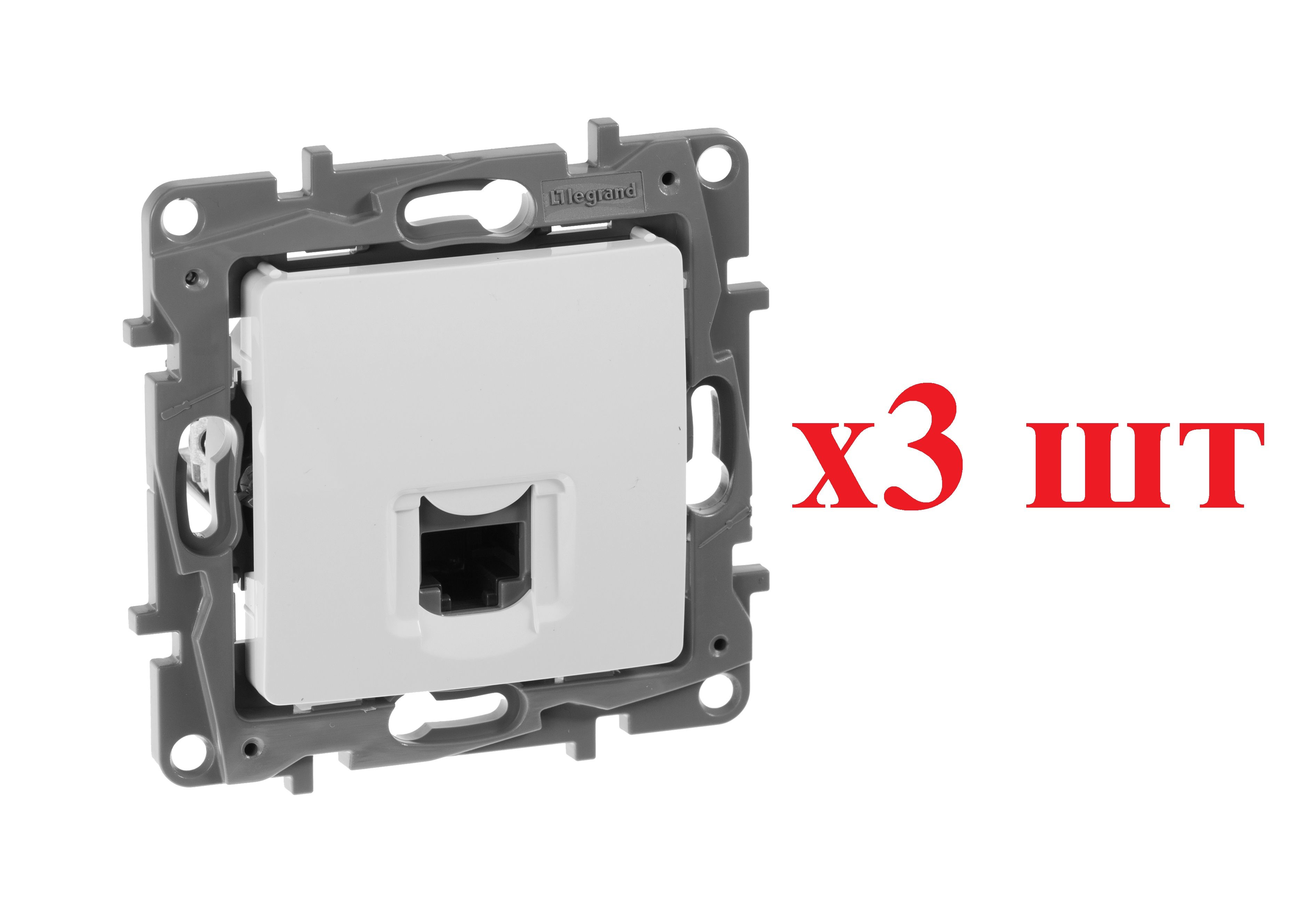 

Legrand Etika Бел Розетка комп (RJ45) одинарная 5 кат. UTP 672241 (3шт), Белый, RJ-45 Ethernet_672241_3
