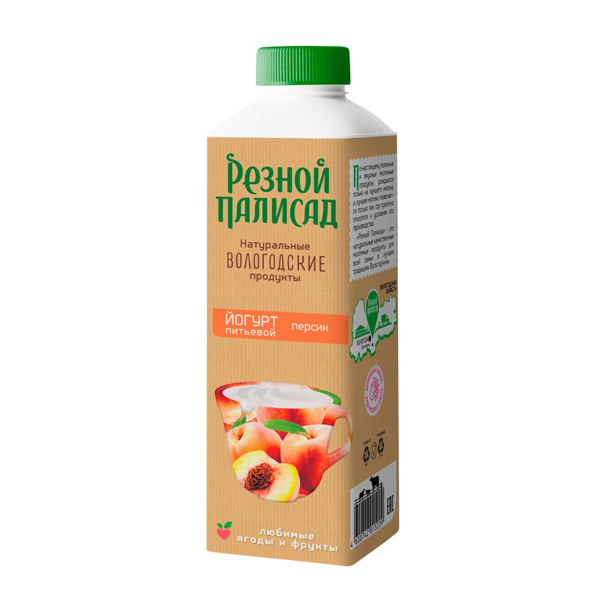 

Йогурт Резной палисад питьевой, с персиком, 1,3%, 500 г