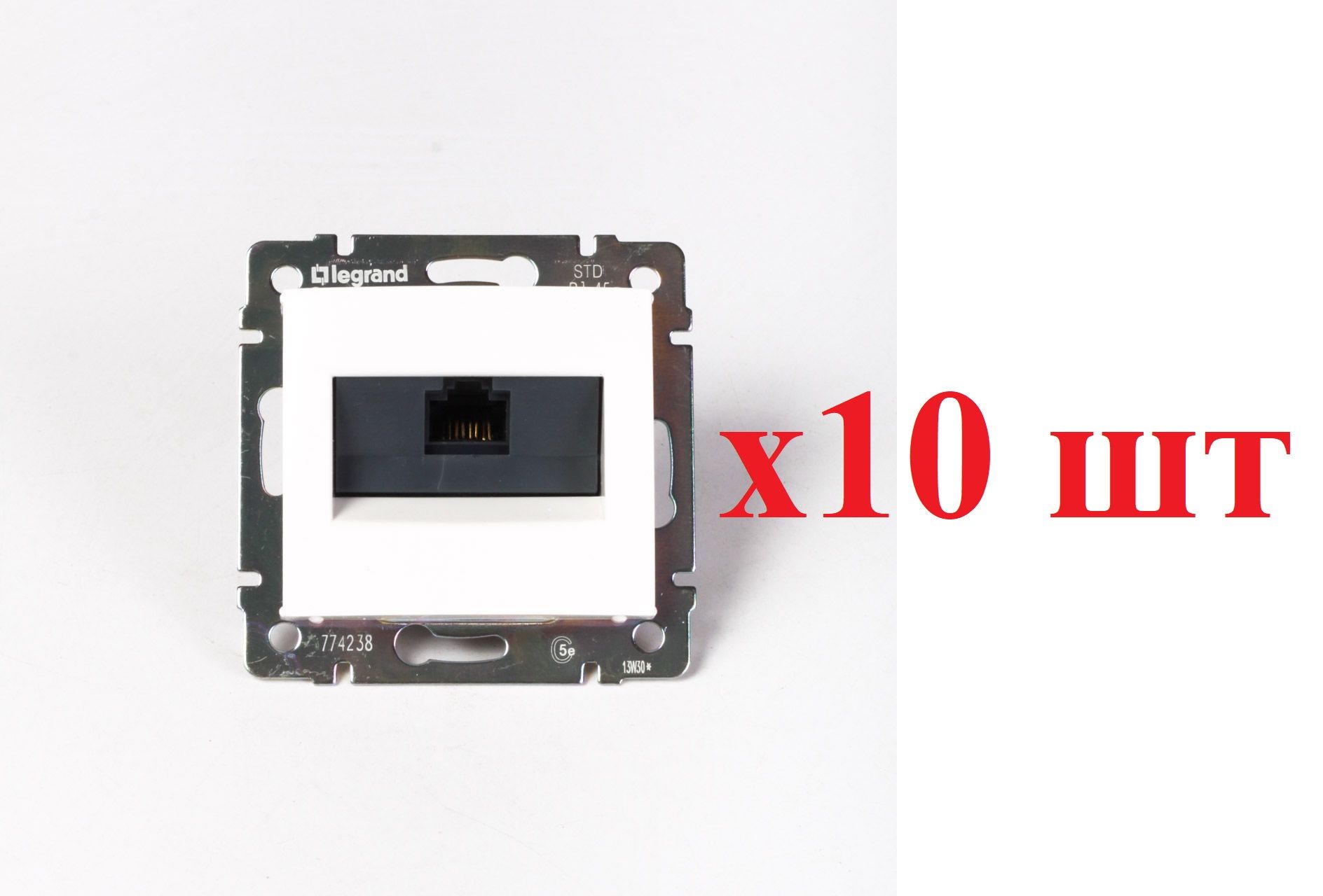 

Legrand Valena Бел Розетка комп(RJ45) 1-ая 5кат.крепление винт.(без лапок) 774238 (10шт), Белый, Valena_10