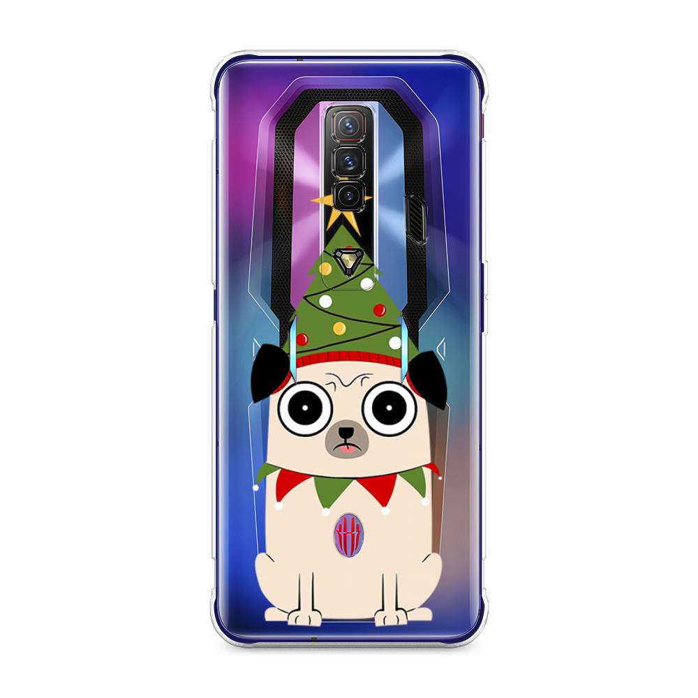 

Чехол на ZTE Nubia Red Magic 7 "Собачка с ёлочкой", Бежевый;красный;зеленый, 135950-1