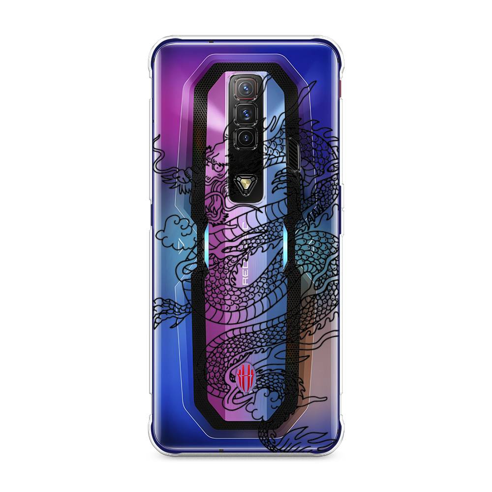 

Чехол на ZTE Nubia Red Magic 7 "Большой китайский дракон", Черный;серый, 135950-1