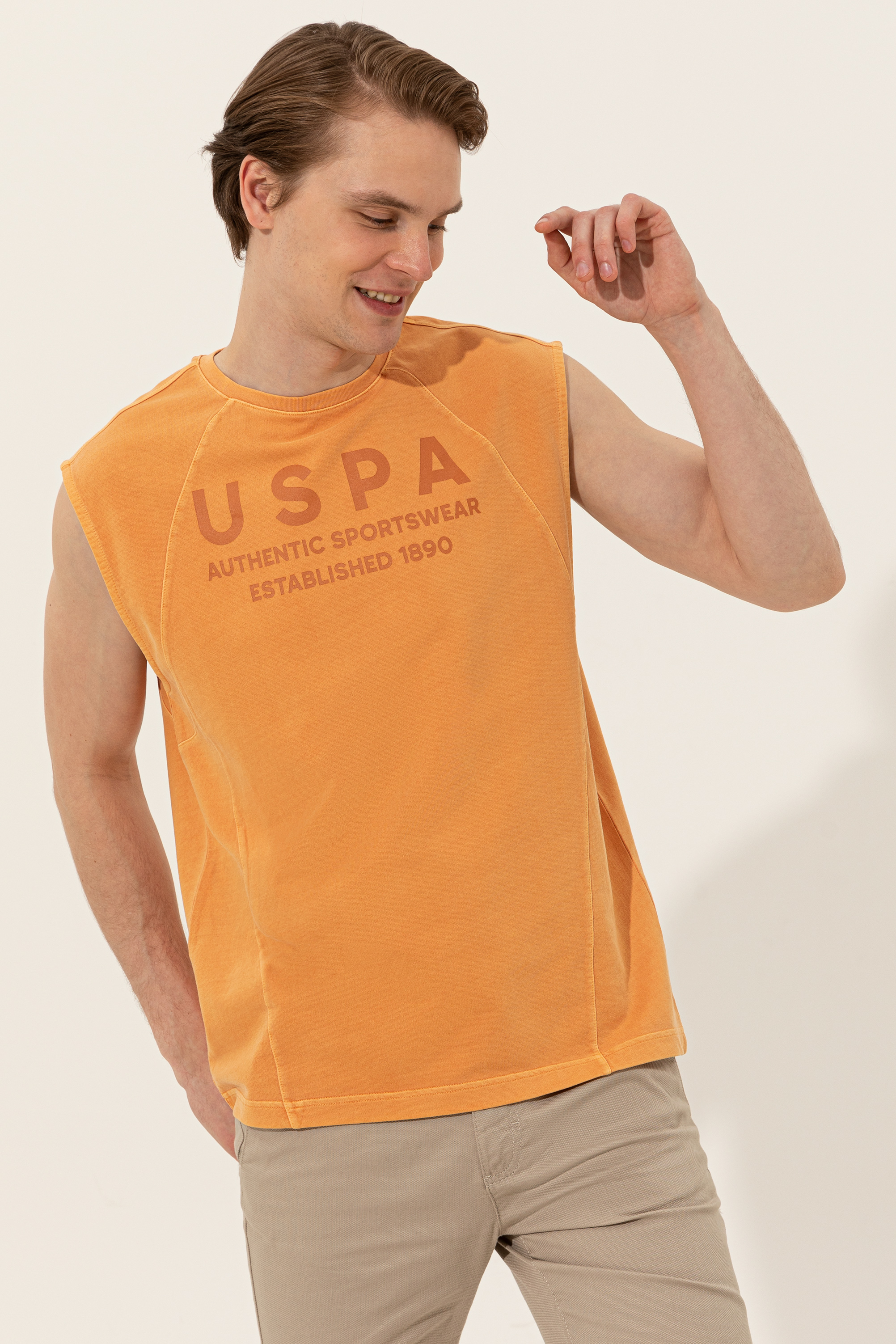 

Майка мужская U.S. POLO Assn. G081SZ0110LINGE оранжевая S, Оранжевый, G081SZ0110LINGE