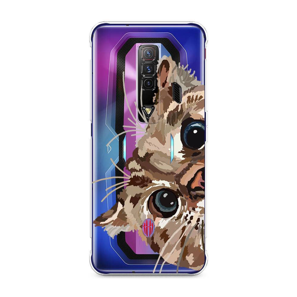 

Чехол на ZTE Nubia Red Magic 7 "Любопытный кот", Коричневый;синий;черный, 135950-1