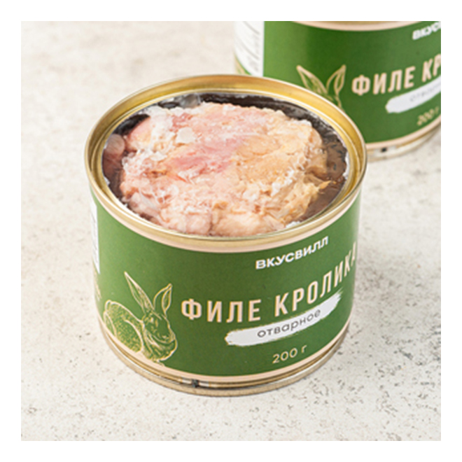 

Филе кролика отварное ВкусВилл в собственном соку 200 г