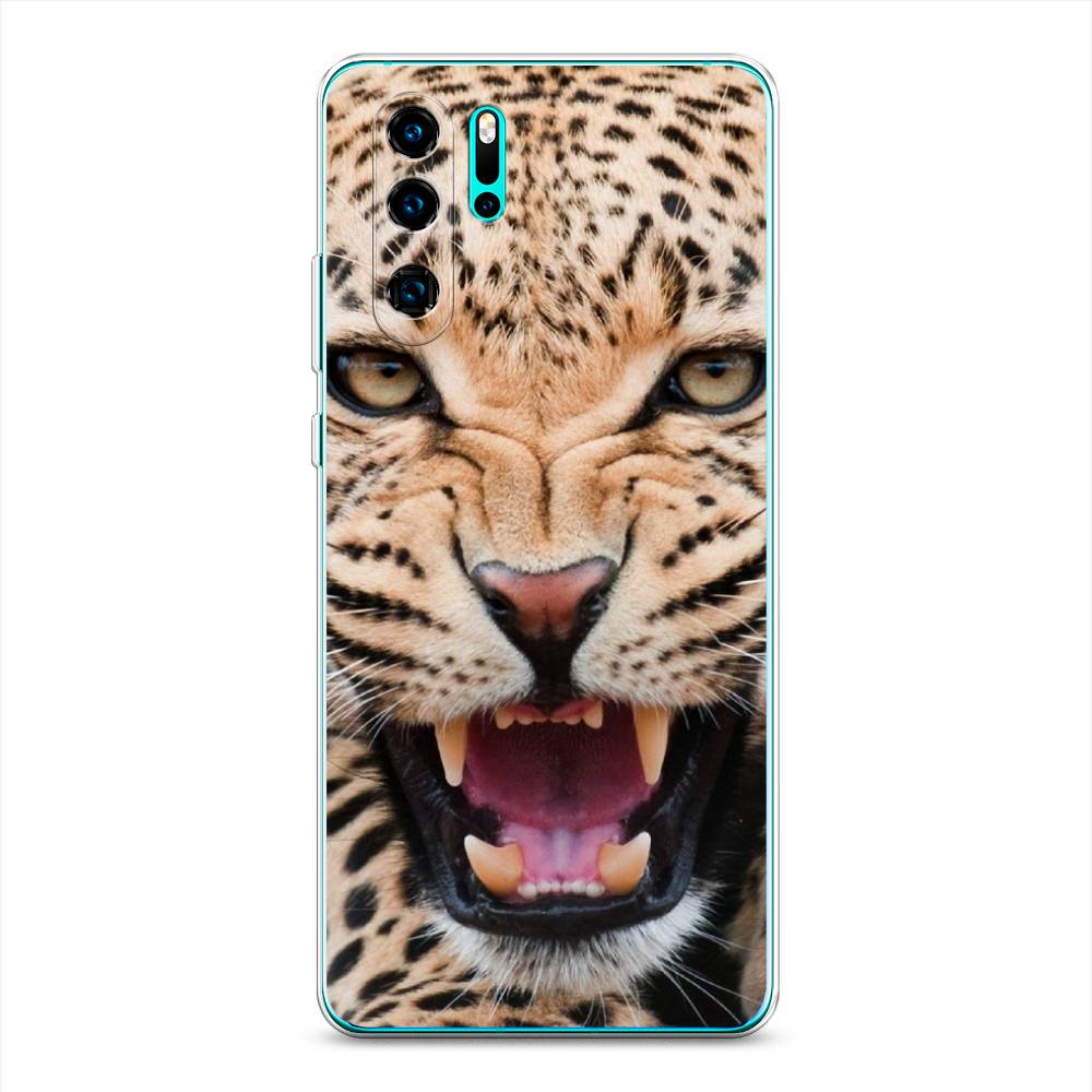 

Чехол на Huawei P30 Pro "Леопард 3d", Бежевый;черный, 67650-6