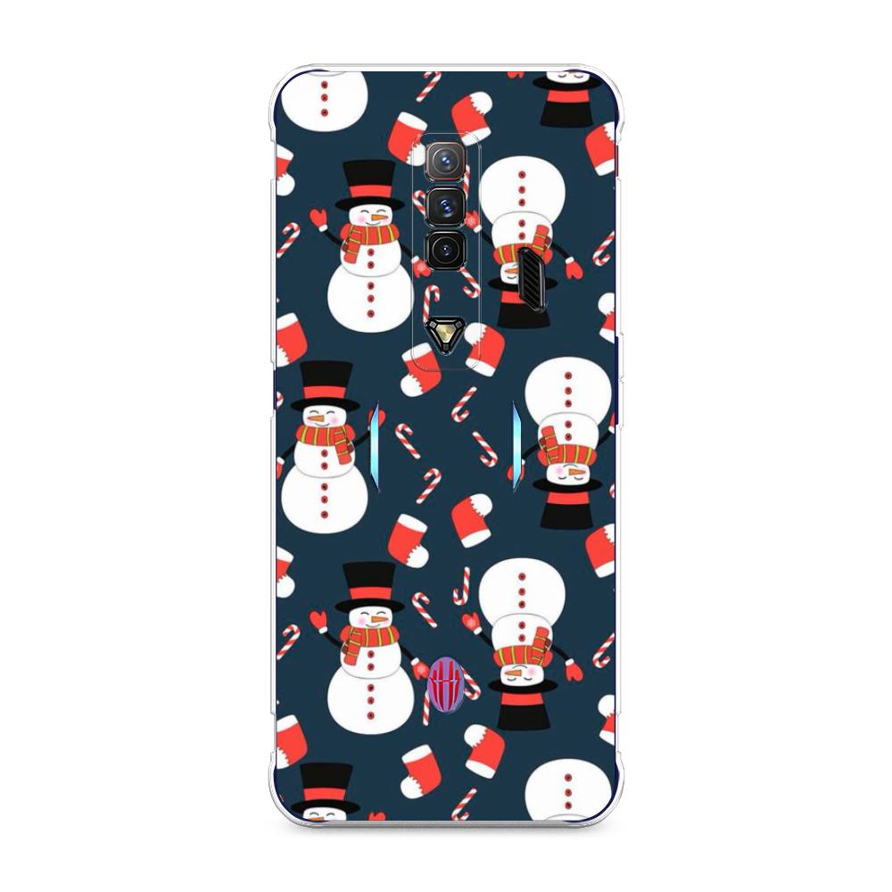 

Чехол на ZTE Nubia Red Magic 7 "Синие снеговики", Синий;белый;красный, 135950-5