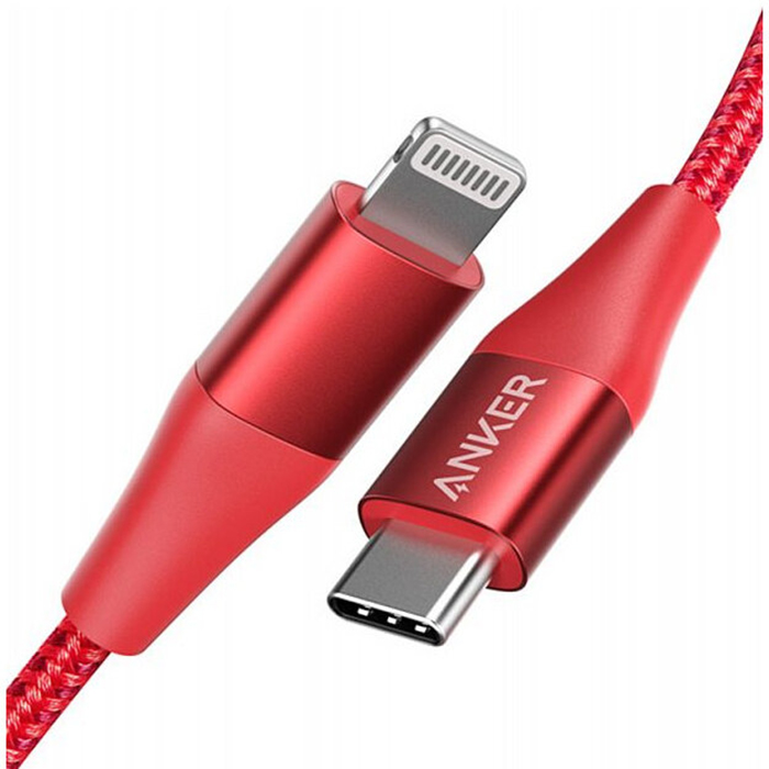 

Кабель Anker PowerLine+ II MFI Lightning - USB Type-C (0,9 метра) красный (A8652H91)