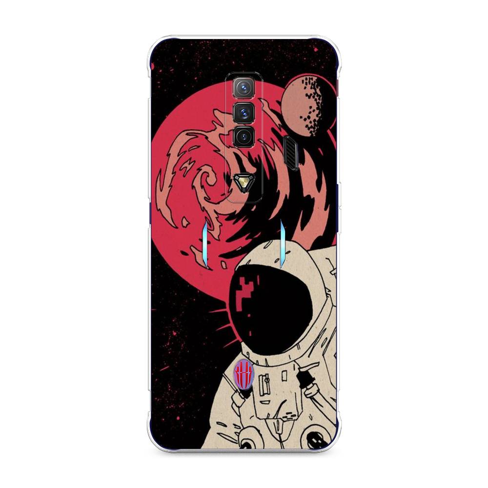 

Чехол на ZTE Nubia Red Magic 7 "Космонавт возле Марса", Черный;красный, 135950-2
