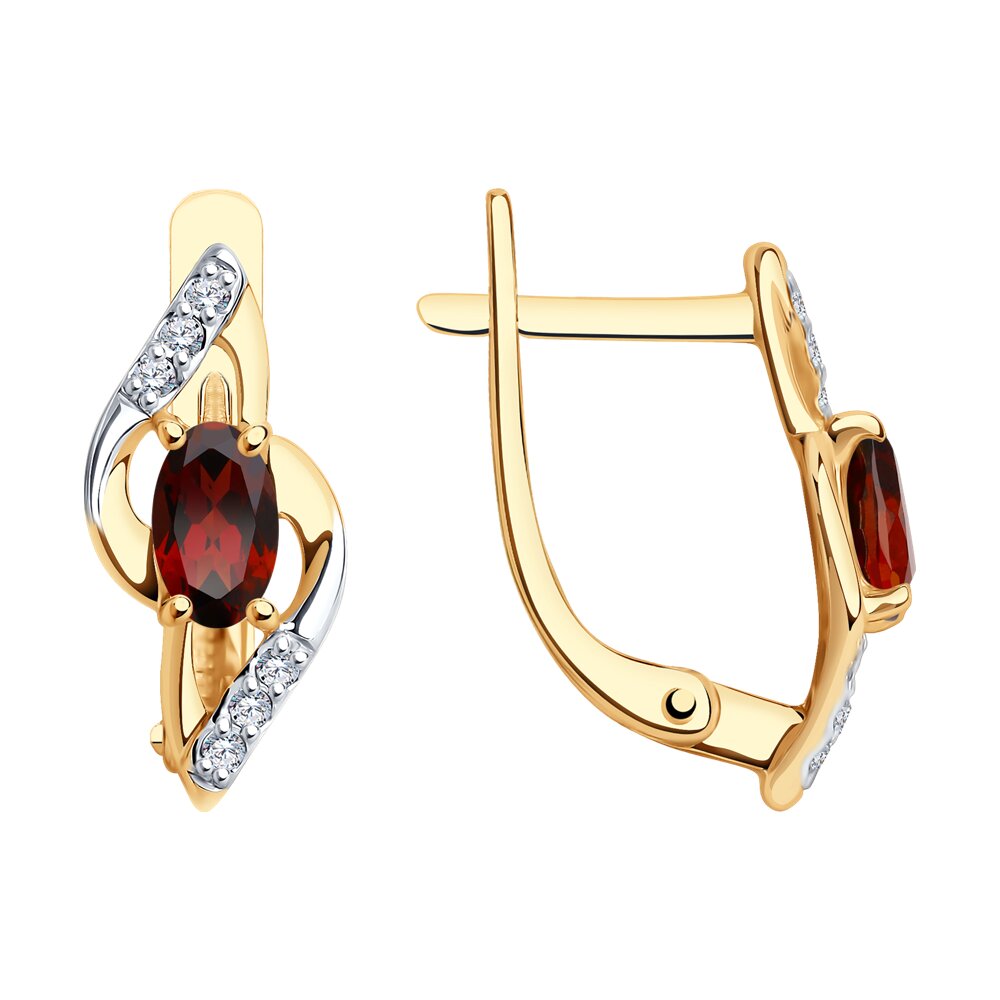 

Серьги из красного золота SOKOLOV 728331, фианит/гранат, 728331