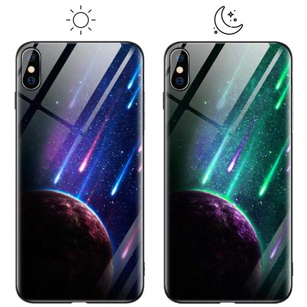 фото Tpu+glass чехол светящийся в темноте для iphone x/xs (метеорит) epik