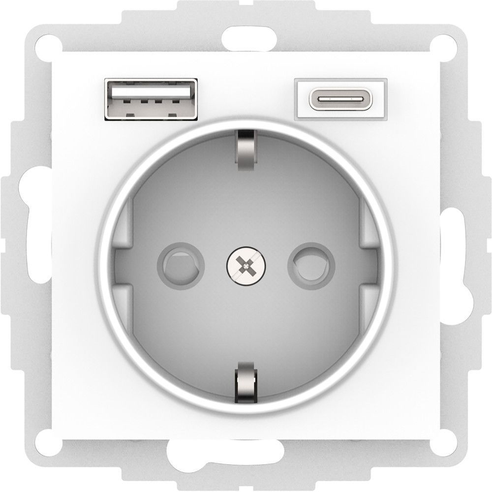 

SE AtlasDesign Лотос Розетка 16А с 2 USB A+C, 5В/2,4А/3,0А, 2х5В/1,5А, механизм ATN001332, AtlasDesign Лотос 16А с 2 USB A+C