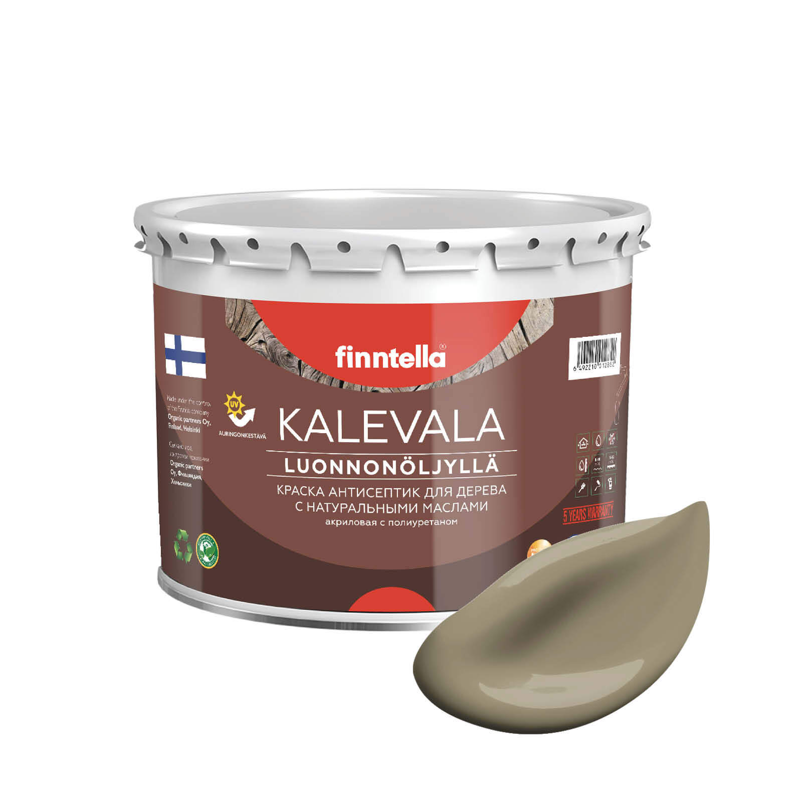 

Краска для дерева и деревянных фасадов FINNTELLA KALEVALA, с натуральным маслом и полиурет, Коричневый, KALEVALA NLC