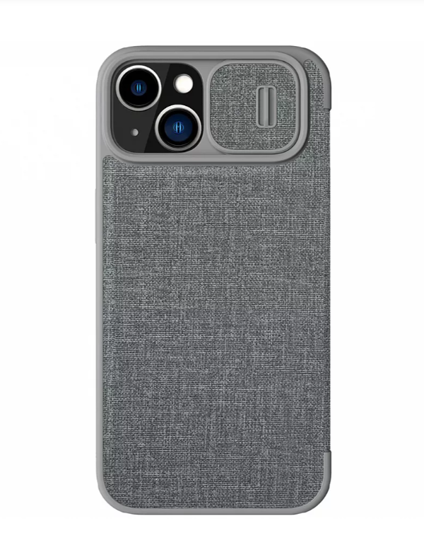 

Чехол Nillkin Qin Pro Cloth для iPhone 14 серый, QIN