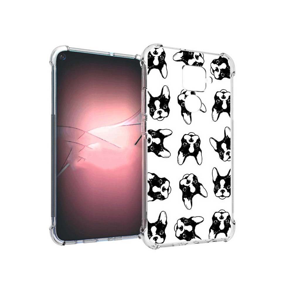 

Чехол MyPads Tocco для Huawei Nova 5i Pro черно белые собачки, Прозрачный, Tocco