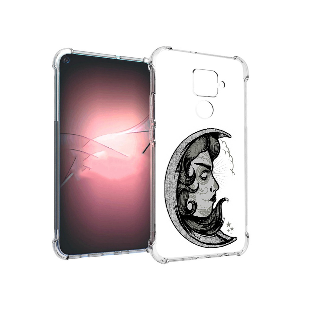

Чехол MyPads Tocco для Huawei Nova 5i Pro черно белая луна с лицом, Прозрачный, Tocco