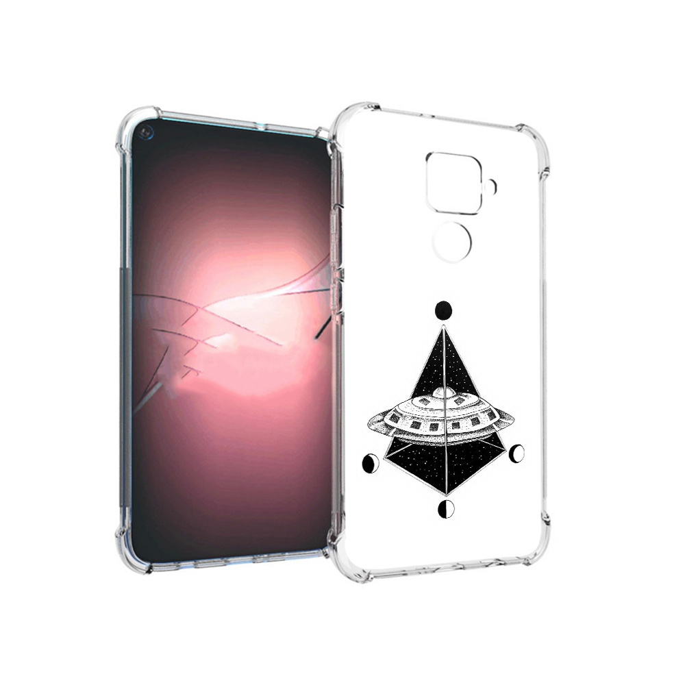 

Чехол MyPads Tocco для Huawei Nova 5i Pro черно белая летающая тарелка, Прозрачный, Tocco