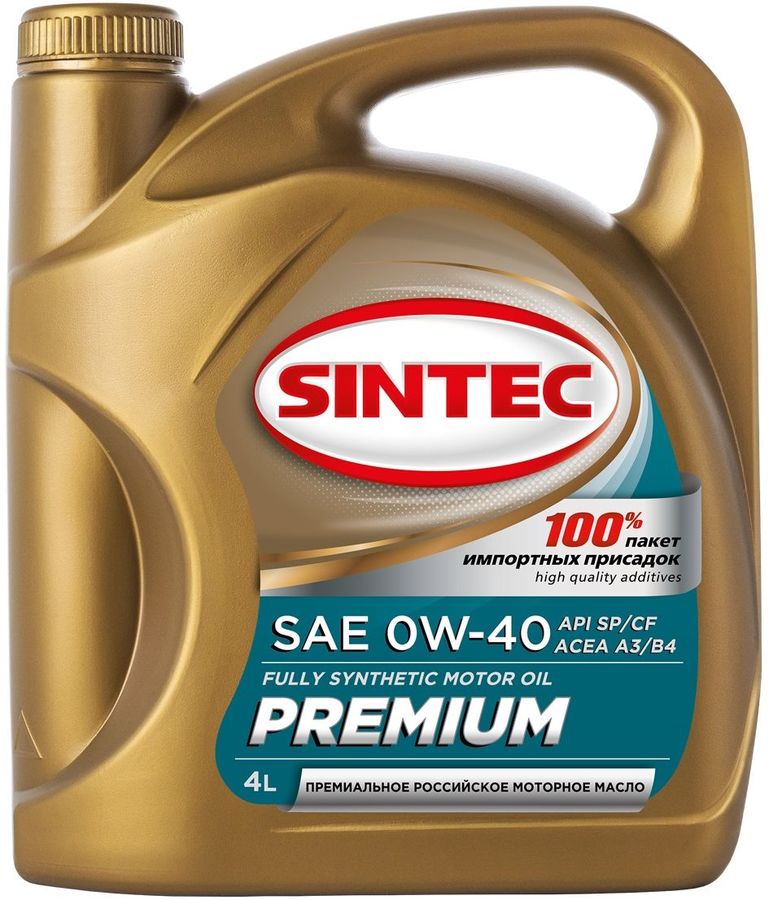 Моторное масло SINTEC синтетическое PREMIUM SAE 0W40 API SP/CF ACEA A3/B4 4л