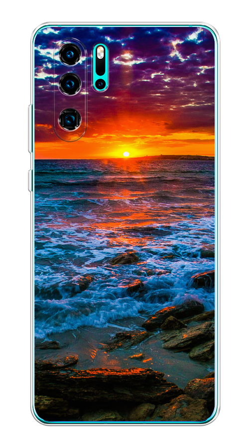 

Чехол на Huawei P30 Pro "Закат 1", Оранжевый;синий, 67650-2