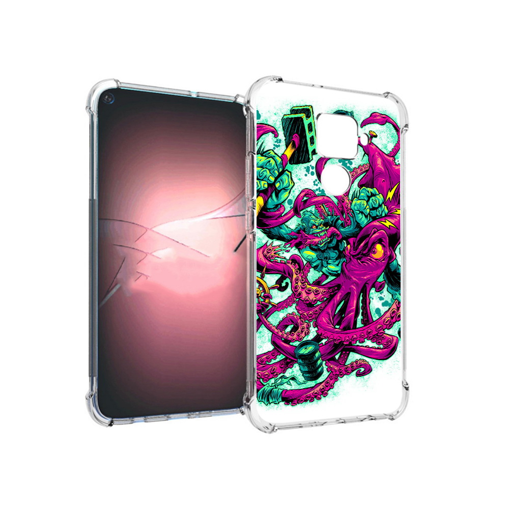 

Чехол MyPads Tocco для Huawei Nova 5i Pro фиолетовый кракен, Прозрачный, Tocco