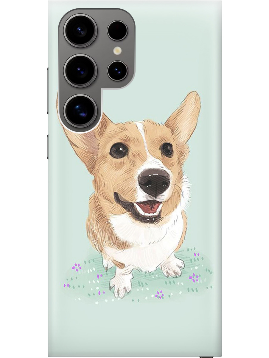 

Силиконовый чехол на Samsung Galaxy S24 Ultra с рисунком "Корги", Белый;зеленый;коричневый, 20011898