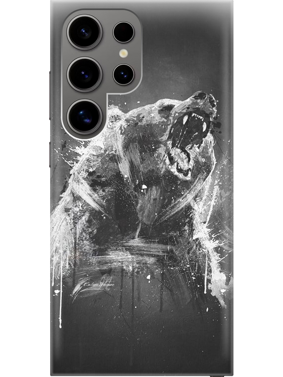 

Силиконовый чехол на Samsung Galaxy S24 Ultra с рисунком "Разъяренный медведь", Коричневый;серый;черный, 20011898