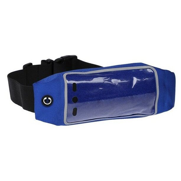 фото Спортивная сумка чехол на пояс luazon, управление телефоном, отсек на молнии, синяя luazon home