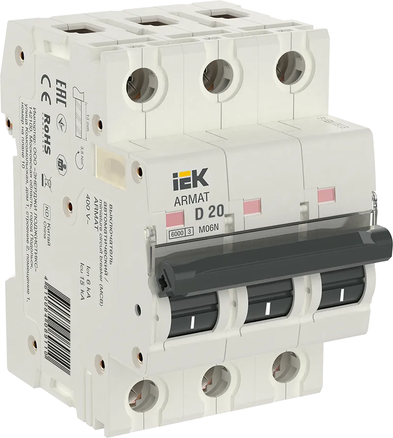 

IEK ARMAT Автоматический выключатель M06N 3P D 20А