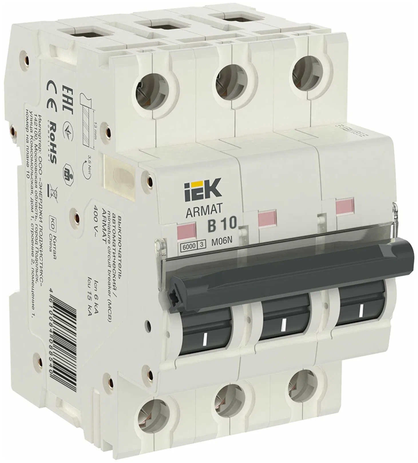 

IEK ARMAT Автоматический выключатель M06N 3P B 4А