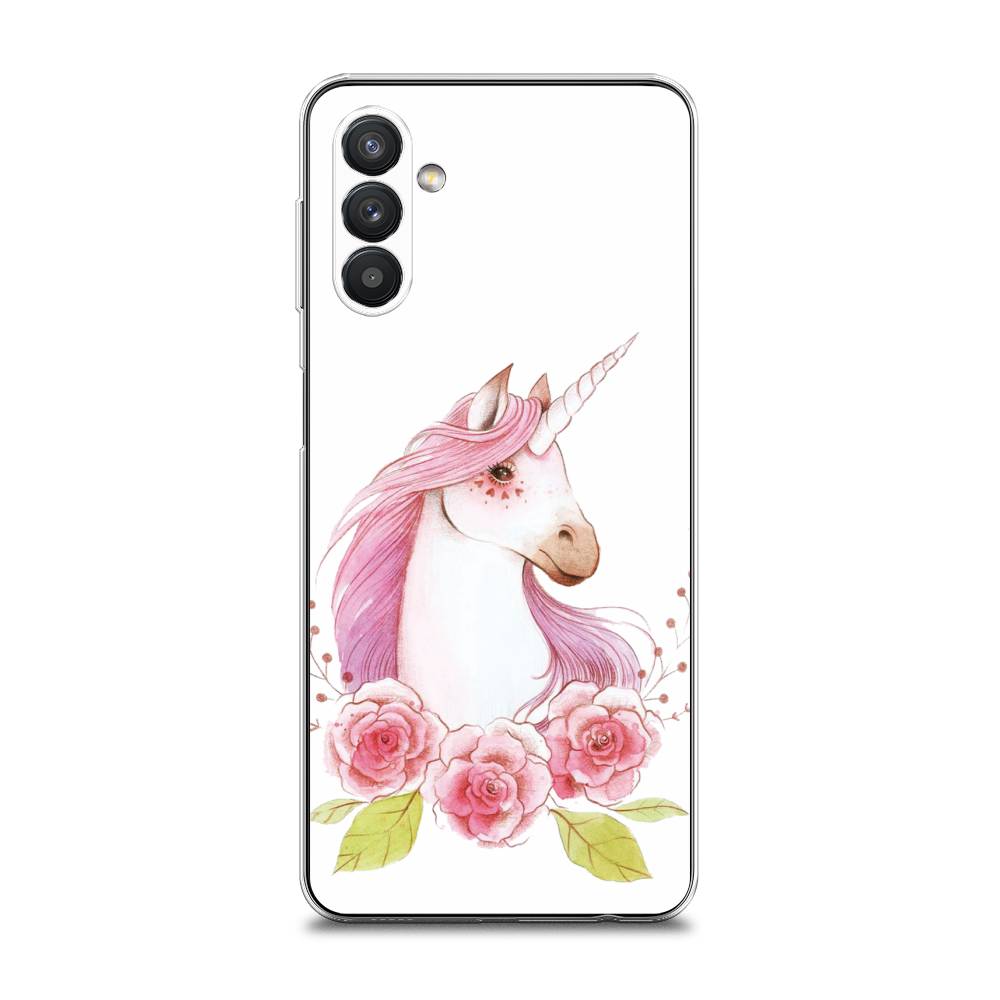 

Чехол на Samsung Galaxy A13 5G "Единорог цветы", Белый;розовый;серый, 2104150-1