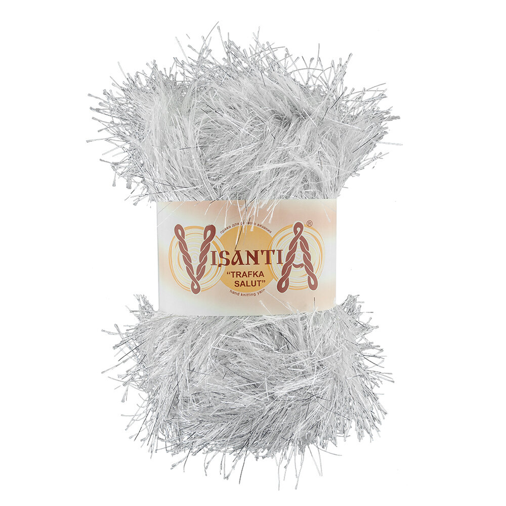 

Пряжа Visantia Trafka Salut №0065 БЕЛЫЙ с люрексом под серебро - 5 мотков по 200 г, TRAFKA SALUT