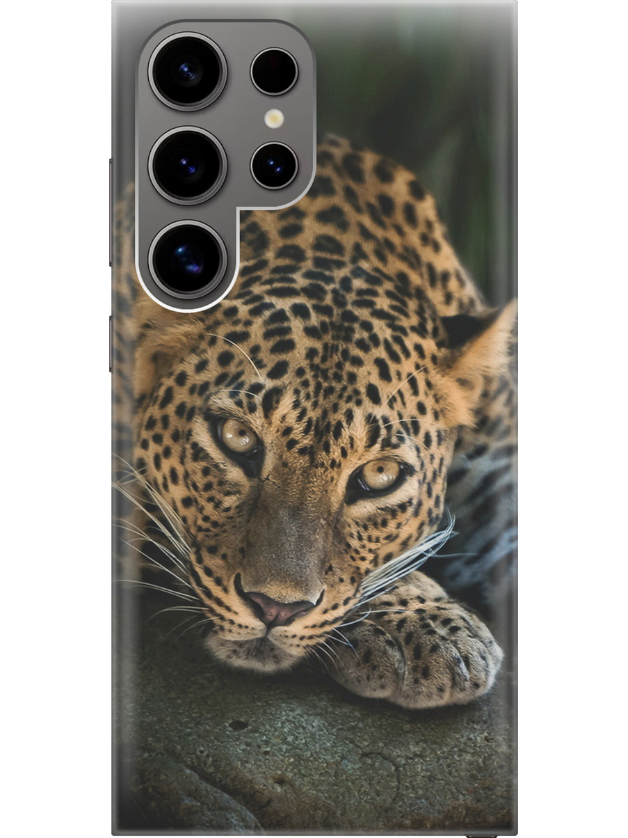 

Силиконовый чехол на Samsung Galaxy S24 Ultra с рисунком "Загадочный леопард", Коричневый;оранжевый;черный, 20011898