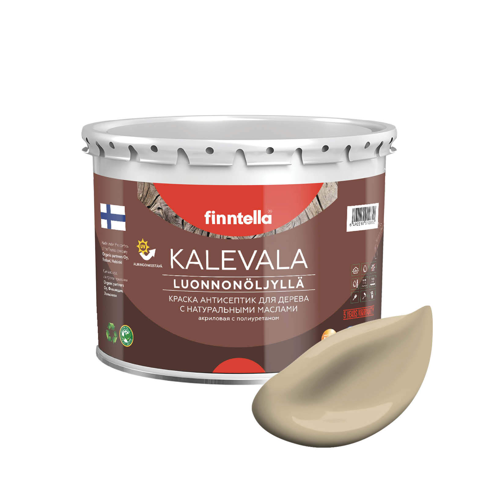 

Краска для дерева и деревянных фасадов FINNTELLA KALEVALA, с натуральным маслом и полиурет, Бежевый, KALEVALA NLC