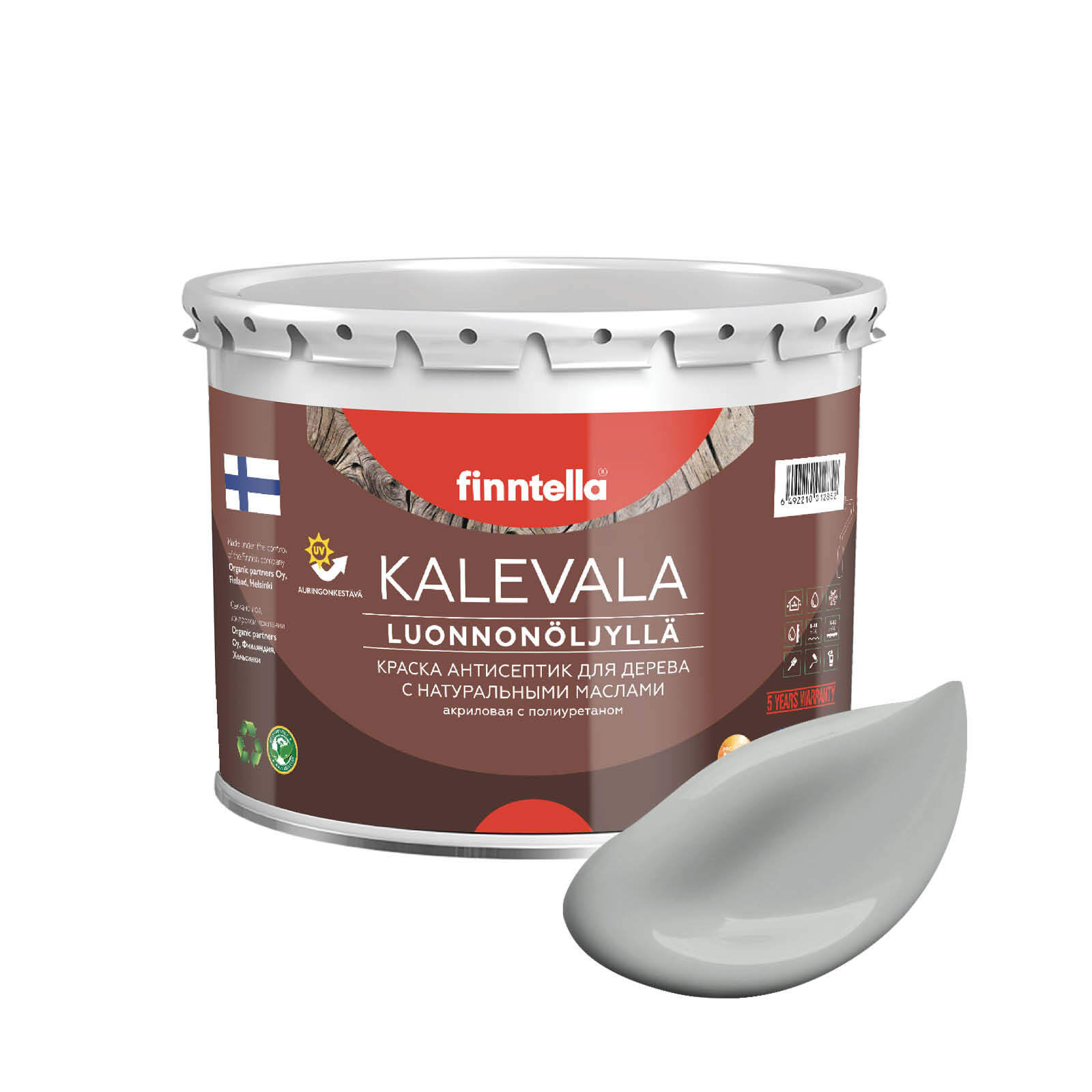 

Краска для дерева и деревянных фасадов FINNTELLA KALEVALA, с натуральным маслом и полиурет, Серый, KALEVALA NLC