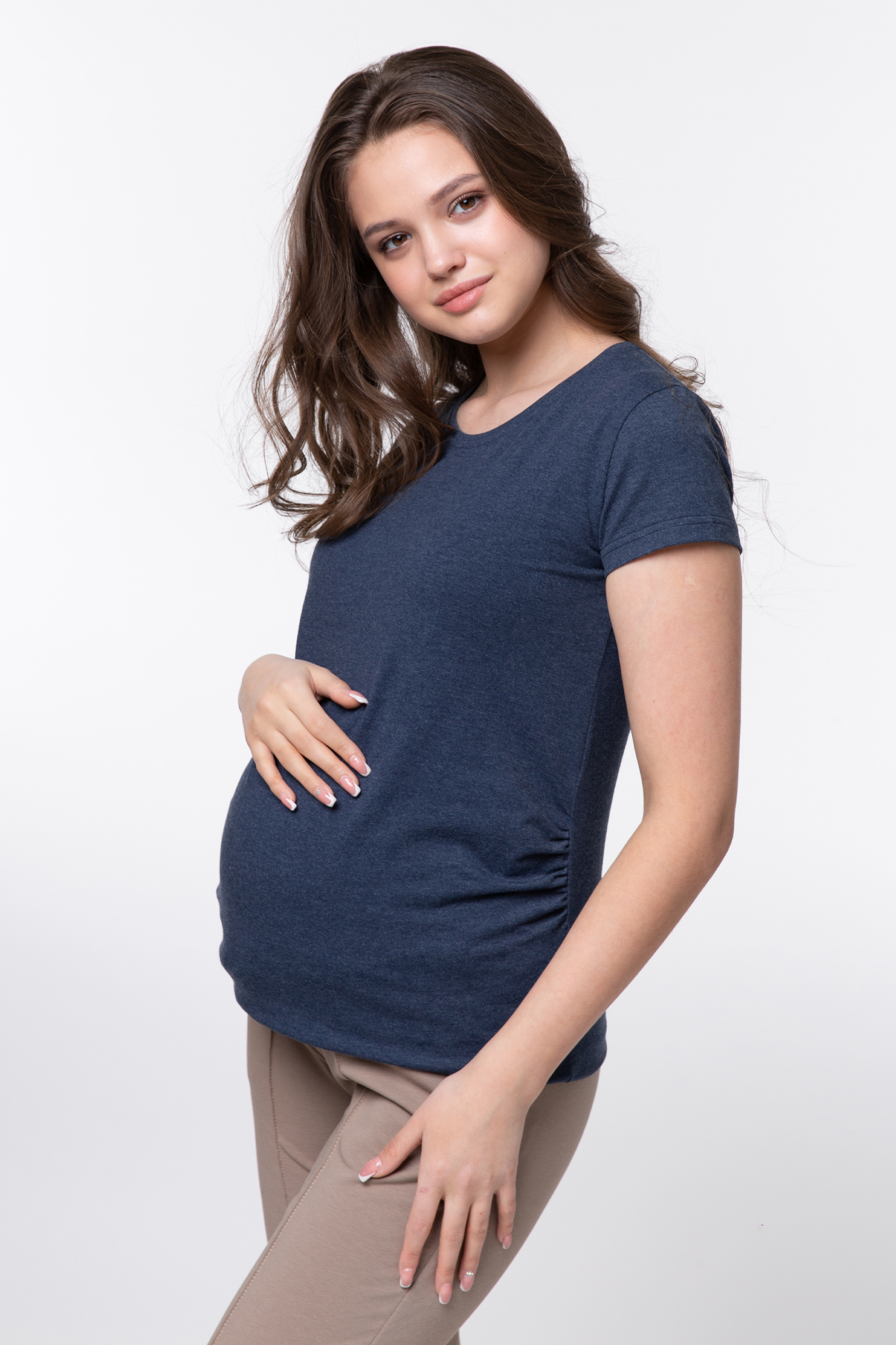 Футболка для беременных женская Magica bellezza МВ7001 синяя 44 RU