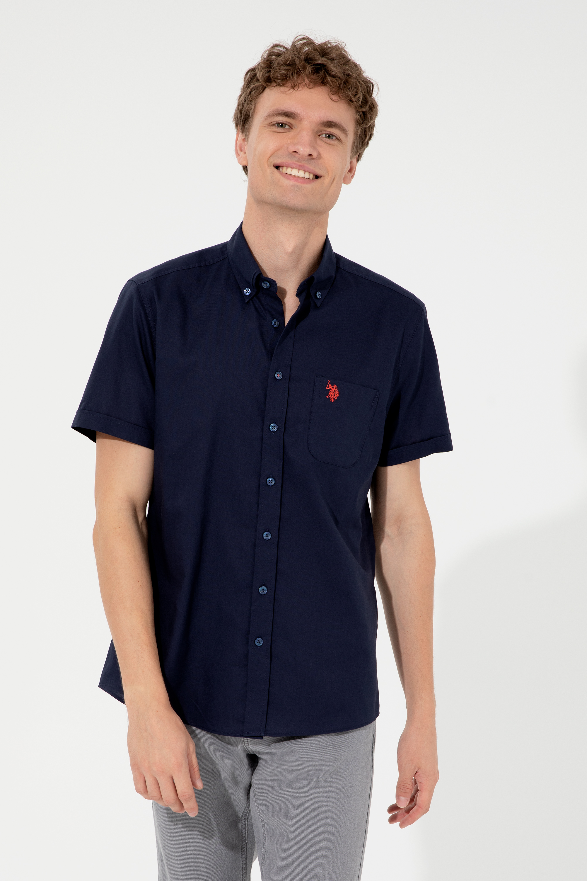 

Рубашка мужская U.S. POLO Assn. G081SZ0040HAPPY022Y синяя L, G081SZ0040HAPPY022Y