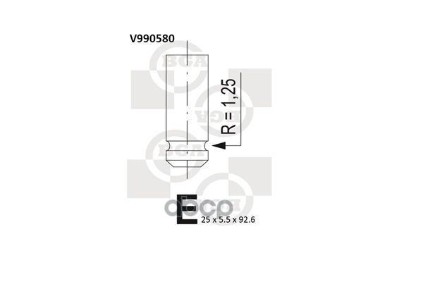 

Клапан 25x5.5x92.6 Nis Primera 1.6/1.8 95- Ex Bga арт. V990580
