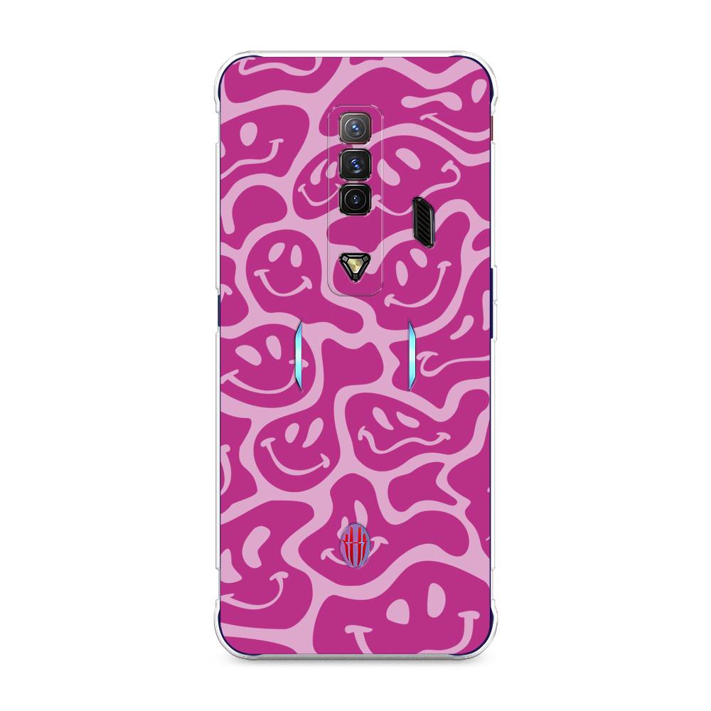 

Чехол на ZTE Nubia Red Magic 7 "Расплывчатые смайлики розовые", Фиолетовый, 135950-6