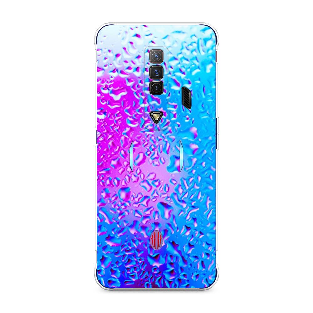 

Чехол на ZTE Nubia Red Magic 7 "Капли на стекле", Голубой;розовый, 135950-3