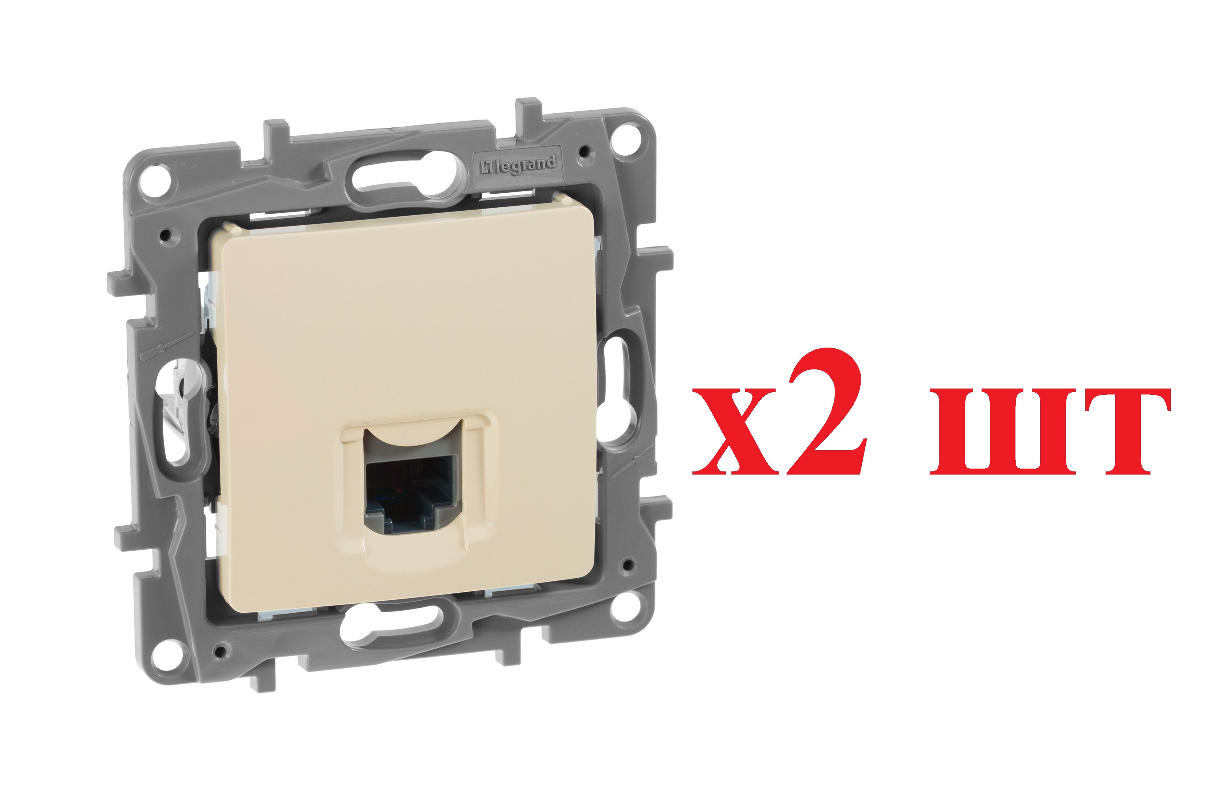 

Legrand Etika Сл.кость Розетка комп (RJ45) 5 кат. UTP 672341 (2шт), Бежевый, RJ-45 Ethernet_672341_2