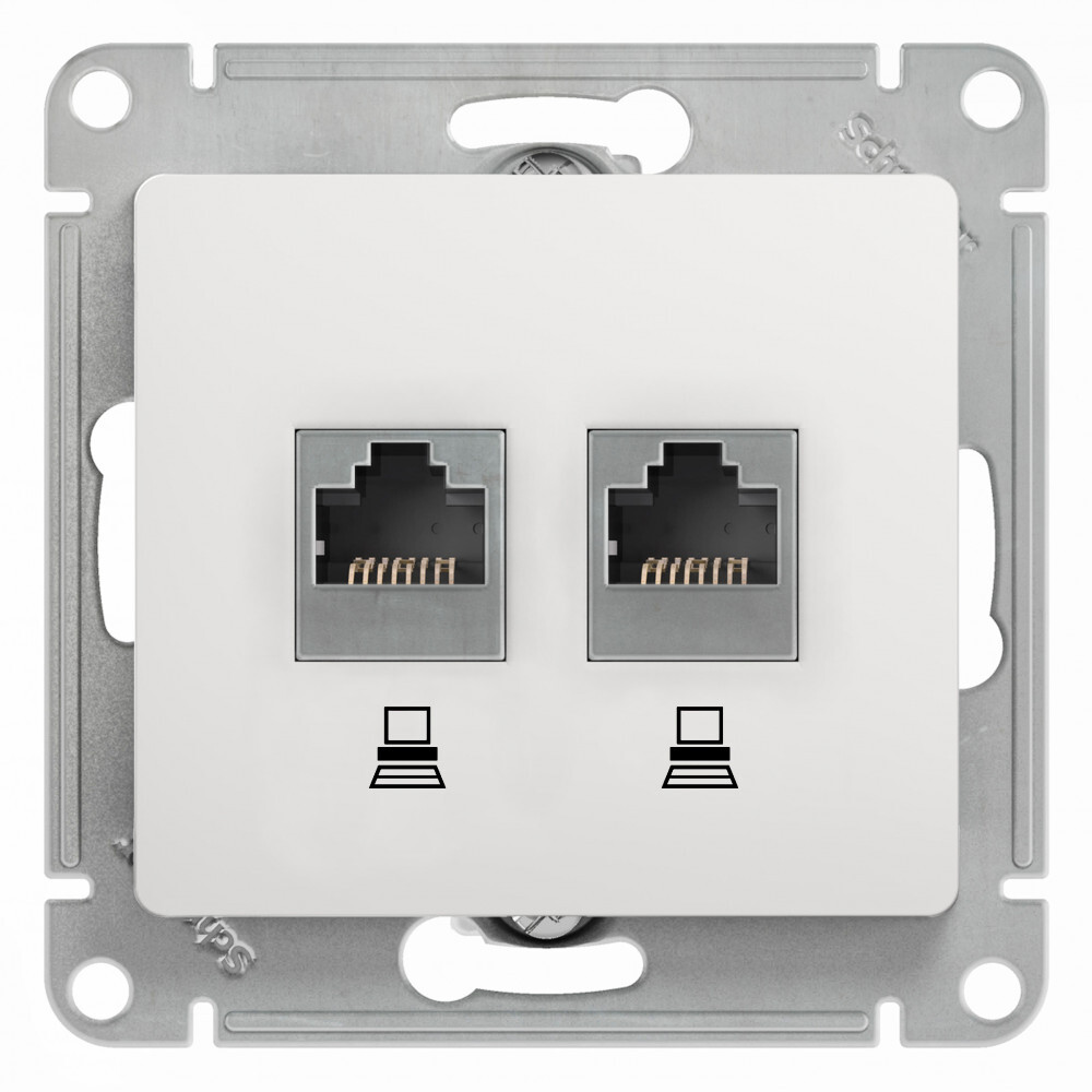 

SE Glossa Бел Розетка 2-ая компьютерная RJ45+RJ45, кат.5E, Glossa_Скрытый