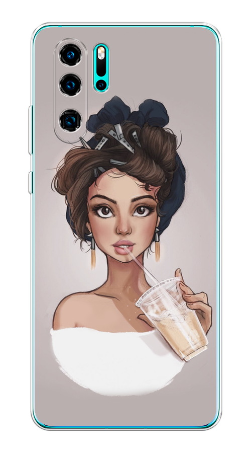 

Чехол на Huawei P30 Pro "Девушка с фраппе", Серый, 67650-6