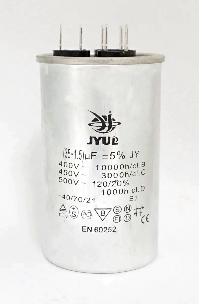 

Конденсатор двойной пусковой, рабочий для кондиционера СВВ65 35 + 1,5 мкф на 450в, Конденсатор двойной пусковой_35+1,5 мкФ