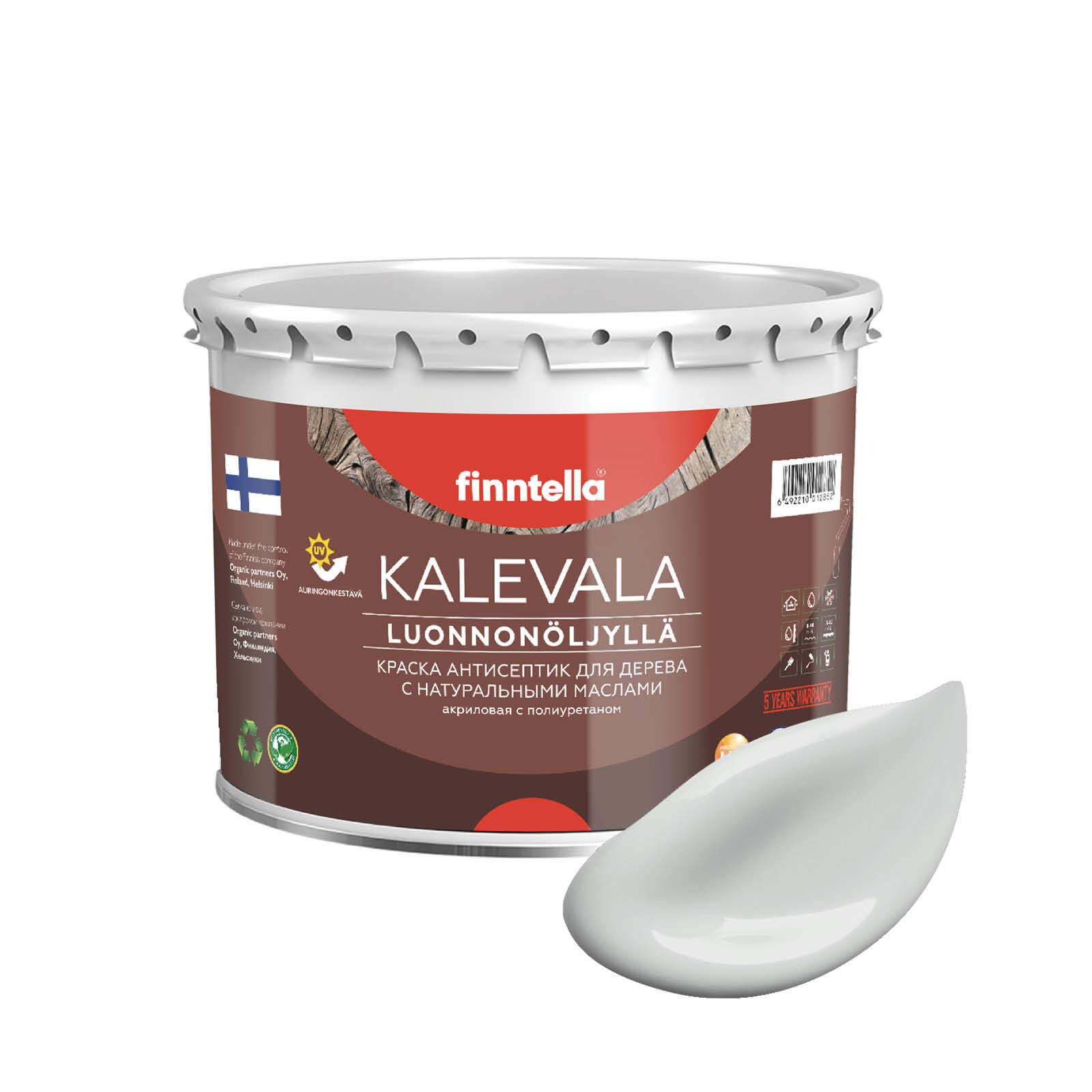 

Краска для дерева и деревянных фасадов FINNTELLA KALEVALA, с натуральным маслом и полиурет, Серый, KALEVALA NLC