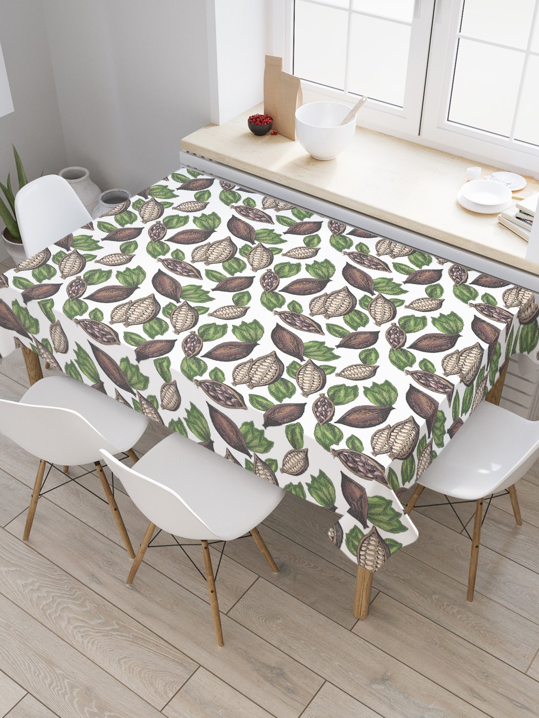 

Скатерть прямоугольная JoyArty "Половинки какао-бобов" из сатена, 120x145 см, Зеленый, Половинки какао-бобов