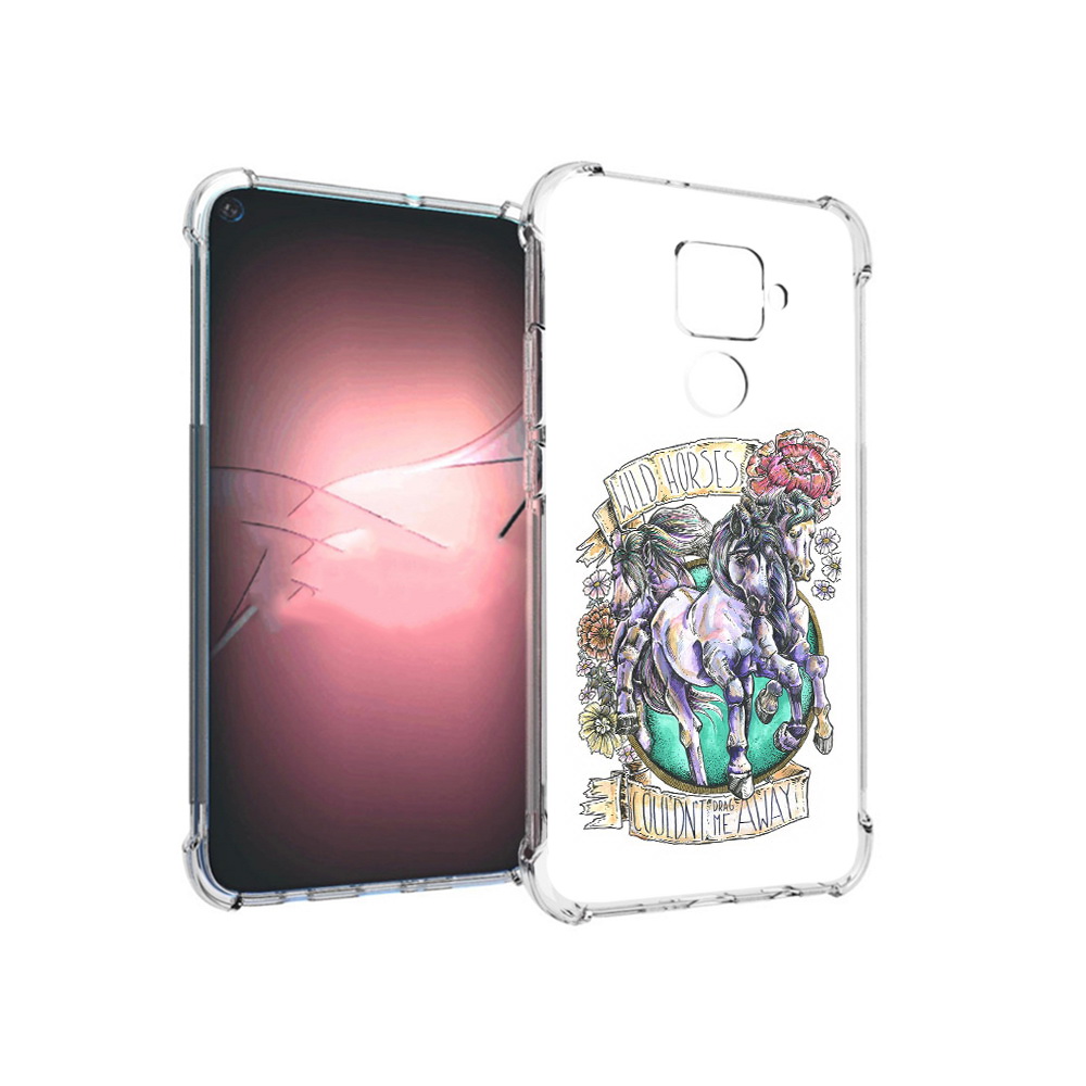 

Чехол MyPads Tocco для Huawei Nova 5i Pro рисунок коней в цветах, Прозрачный, Tocco
