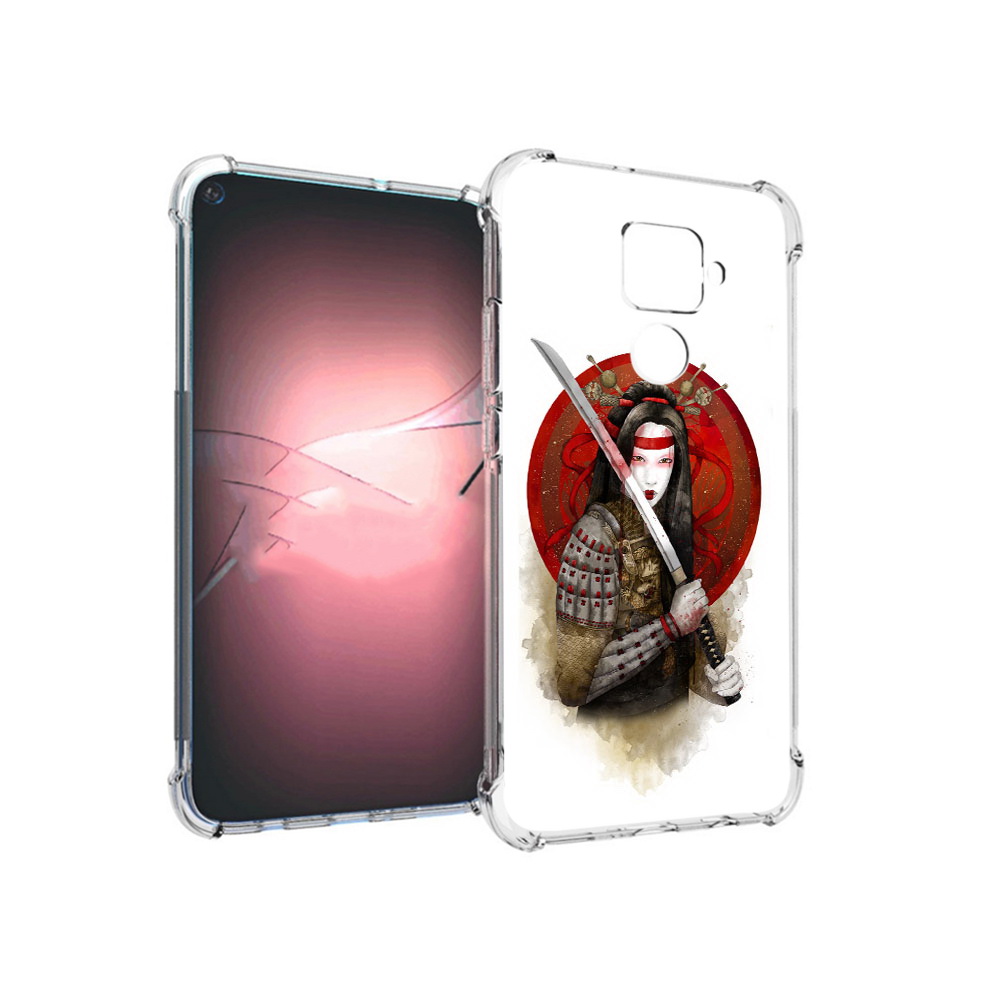 Чехол MyPads Tocco для Huawei Nova 5i Pro рисованная девушка с катаной